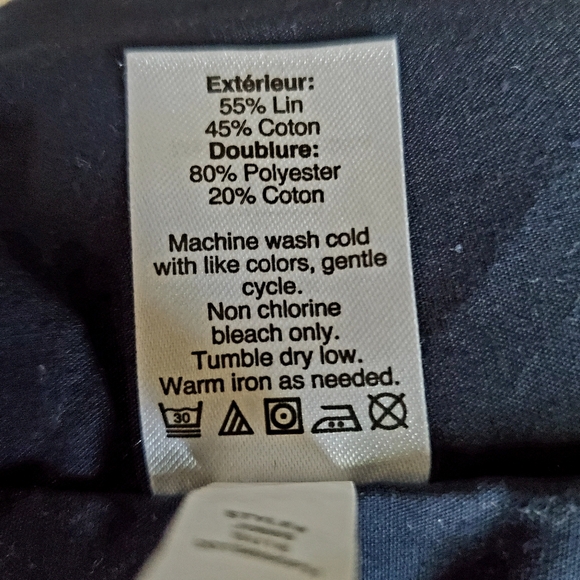 J Crew Factory Scalloped Sidewalk Skirt, Printed Navy, Linen- Cotton Blend Sz 00 - Picture 5 of 7